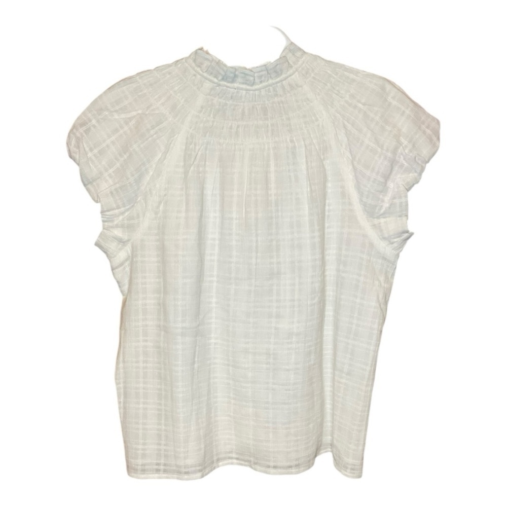 J Crew Smocked Neck Textured Top Gauze S White - Picture 2 of 3